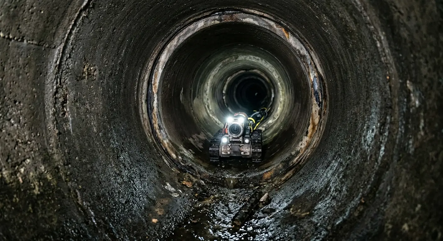 Robotic sewer camera inspecting pipe interior for Drain Snake Service in Edgewater